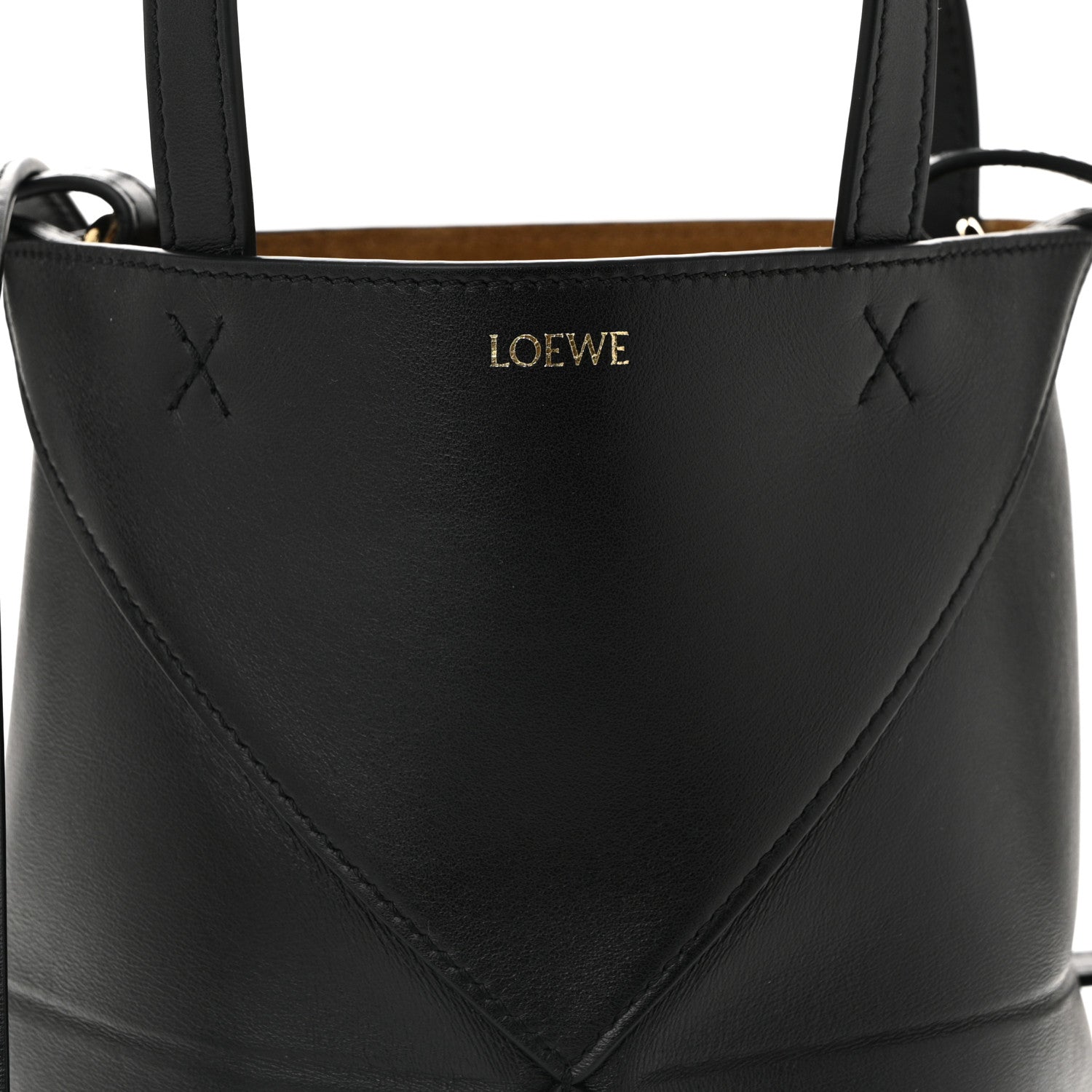 Loewe Shiny Calfskin Mini Puzzle Fold Tote Black 8 of 10