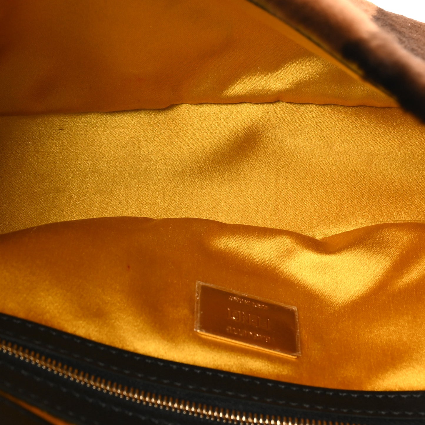 Shearling Vitello Vernice Mou Pequin Striped Baguette Tobacco Black