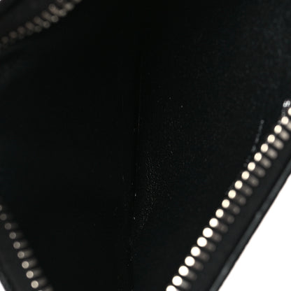 Saint Laurent Grain De Poudre Matelasse Chevron Monogram Fragments Zippered Card Case Black 5 of 7