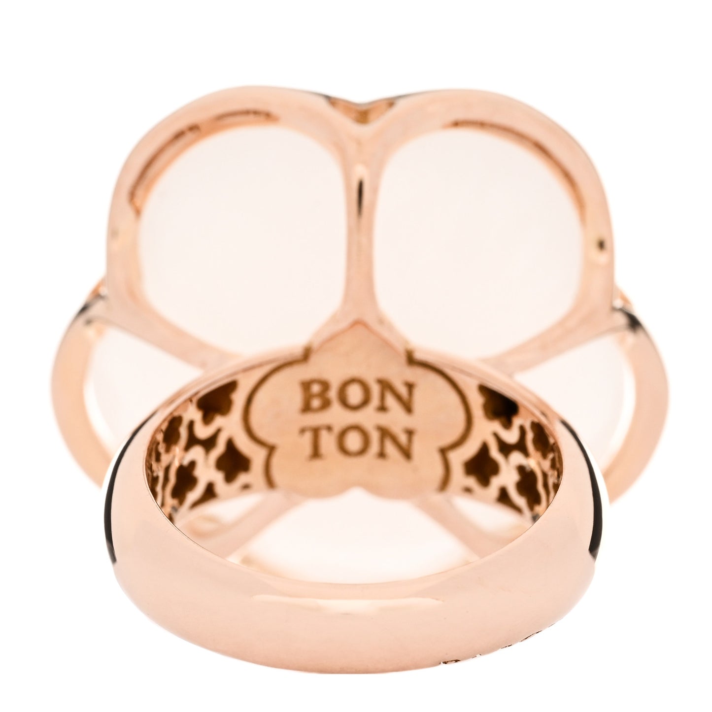 18K Rose Gold Diamond Milky Quartz 22mm Bon Ton Ring 53 6.5
