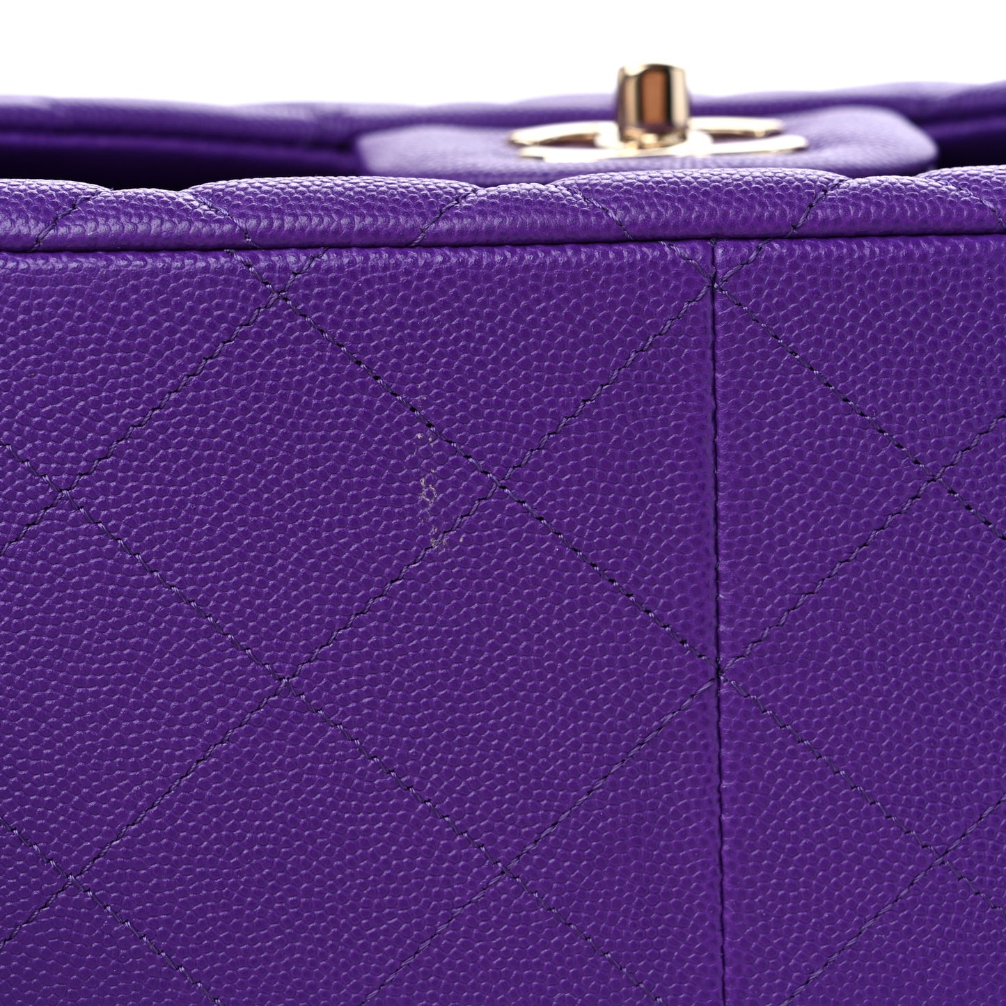 Caviar Quilted Jumbo Double Flap Dark Purple