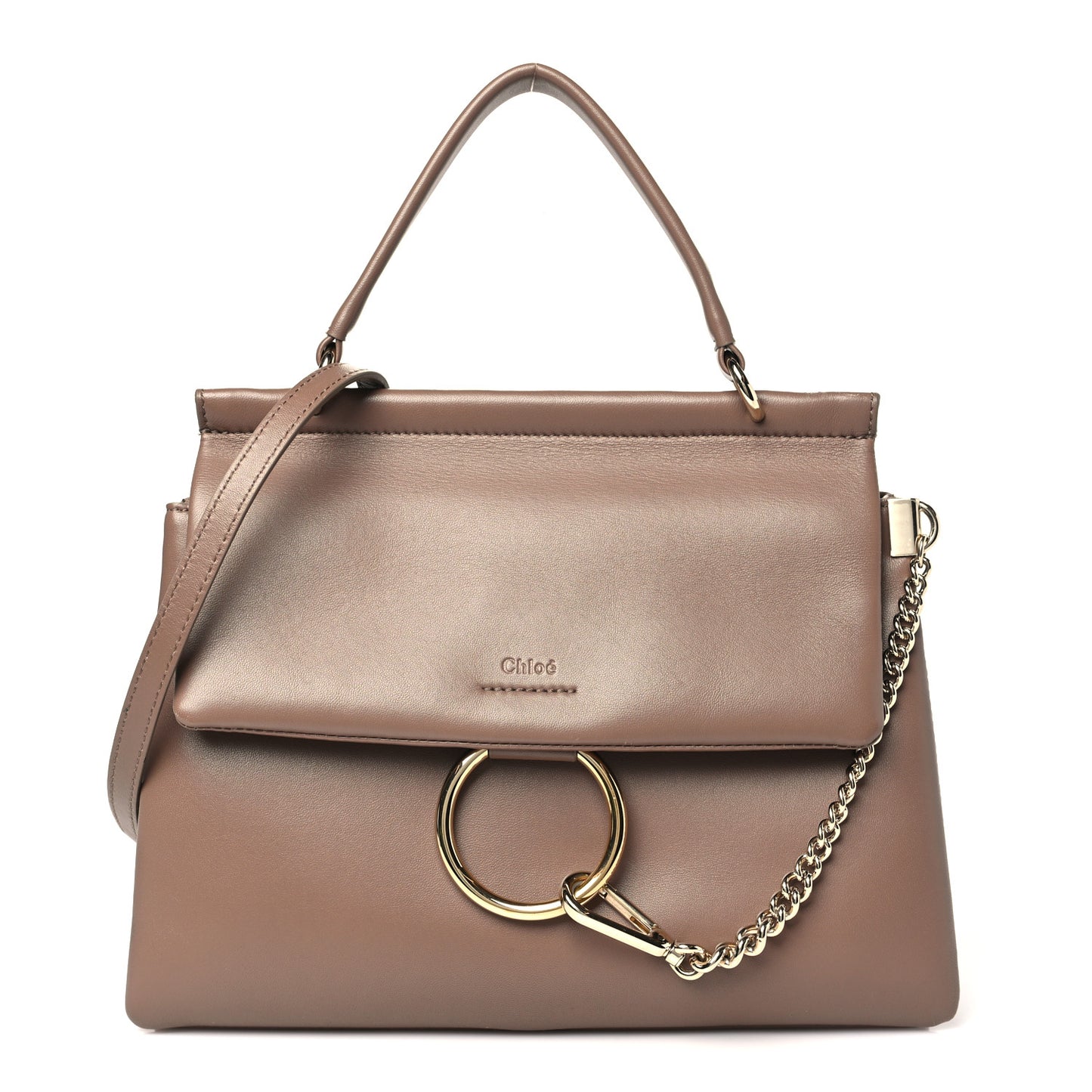 Calfskin Medium Faye Top Handle Bag Desert Taupe