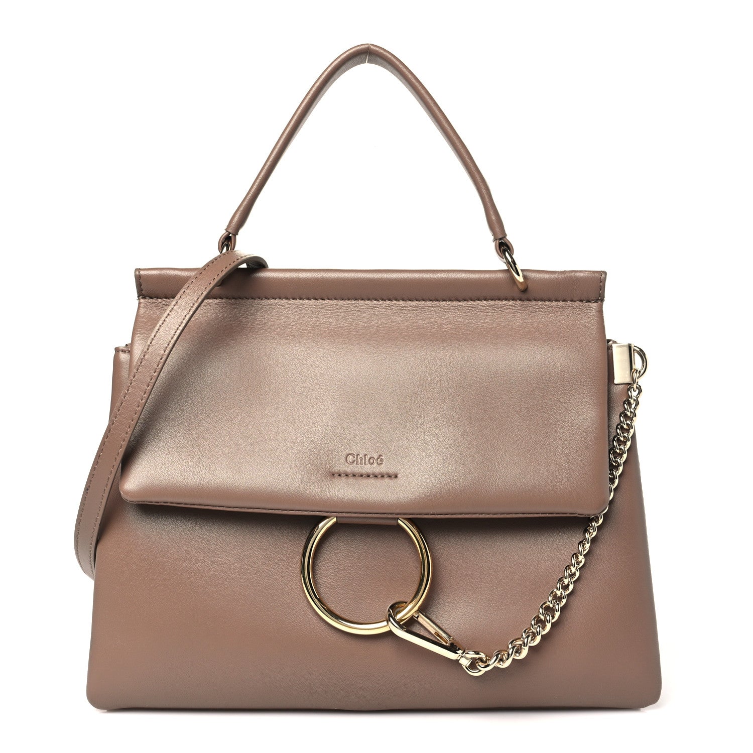 Chloe Calfskin Medium Faye Top Handle Bag Desert Taupe 1 of 12