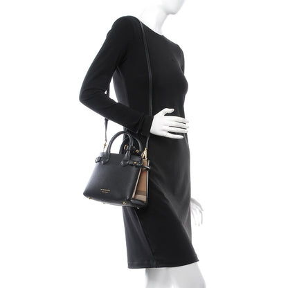 Burberry Grainy Calfskin House Check Baby Banner Tote Black 3 of 9