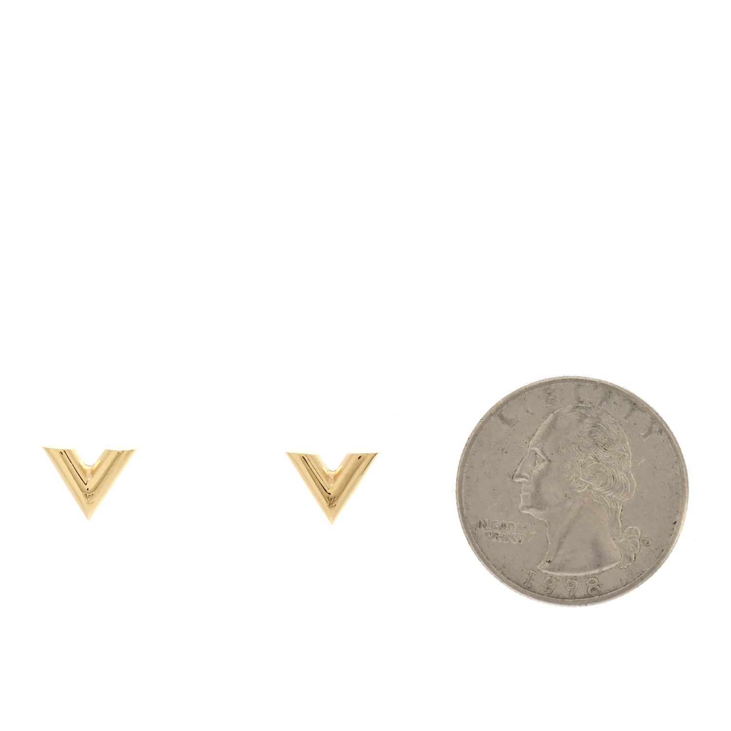 Louis Vuitton Brass Essential V Stud Earrings Gold 2 of 6