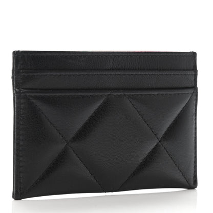 Chanel Shiny Goatskin Quilted Chanel 19 Card Holder Black 2 of 4