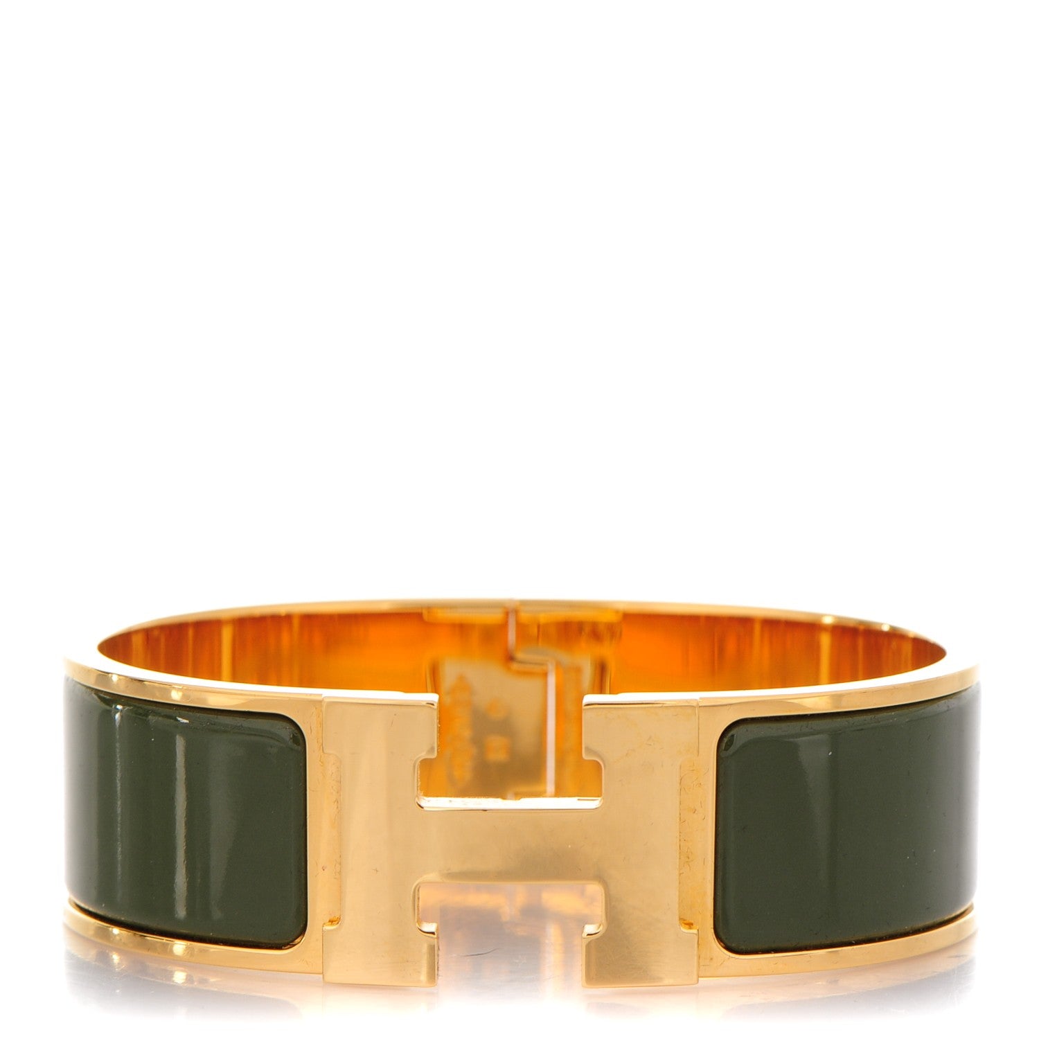 Hermes Enamel Wide Clic Clac H Bracelet GM Loden 1 of 4