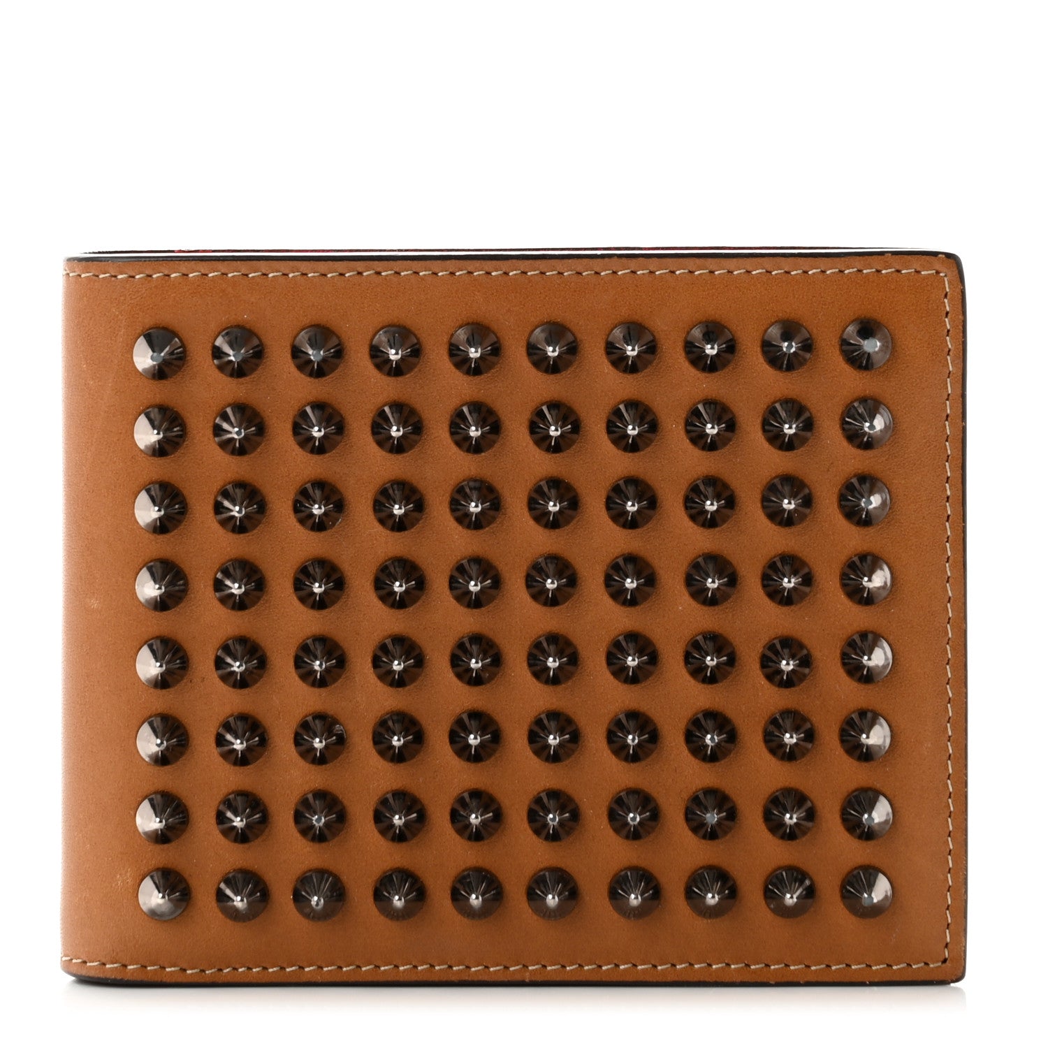 Christian Louboutin Calfskin Spiked Bi-Fold Wallet Brown 1 of 6