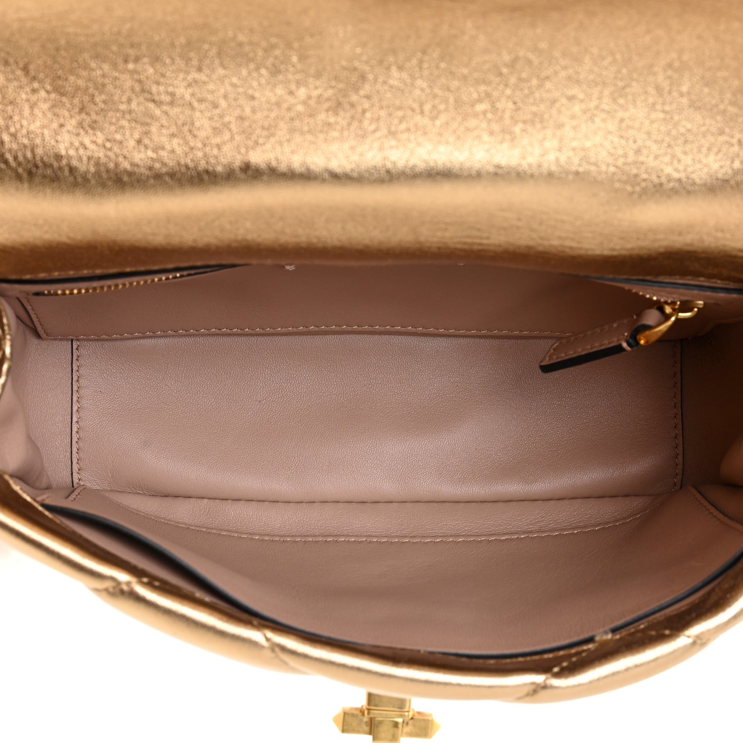 Nappa Medium Roman Stud Shoulder Bag Antique Brass