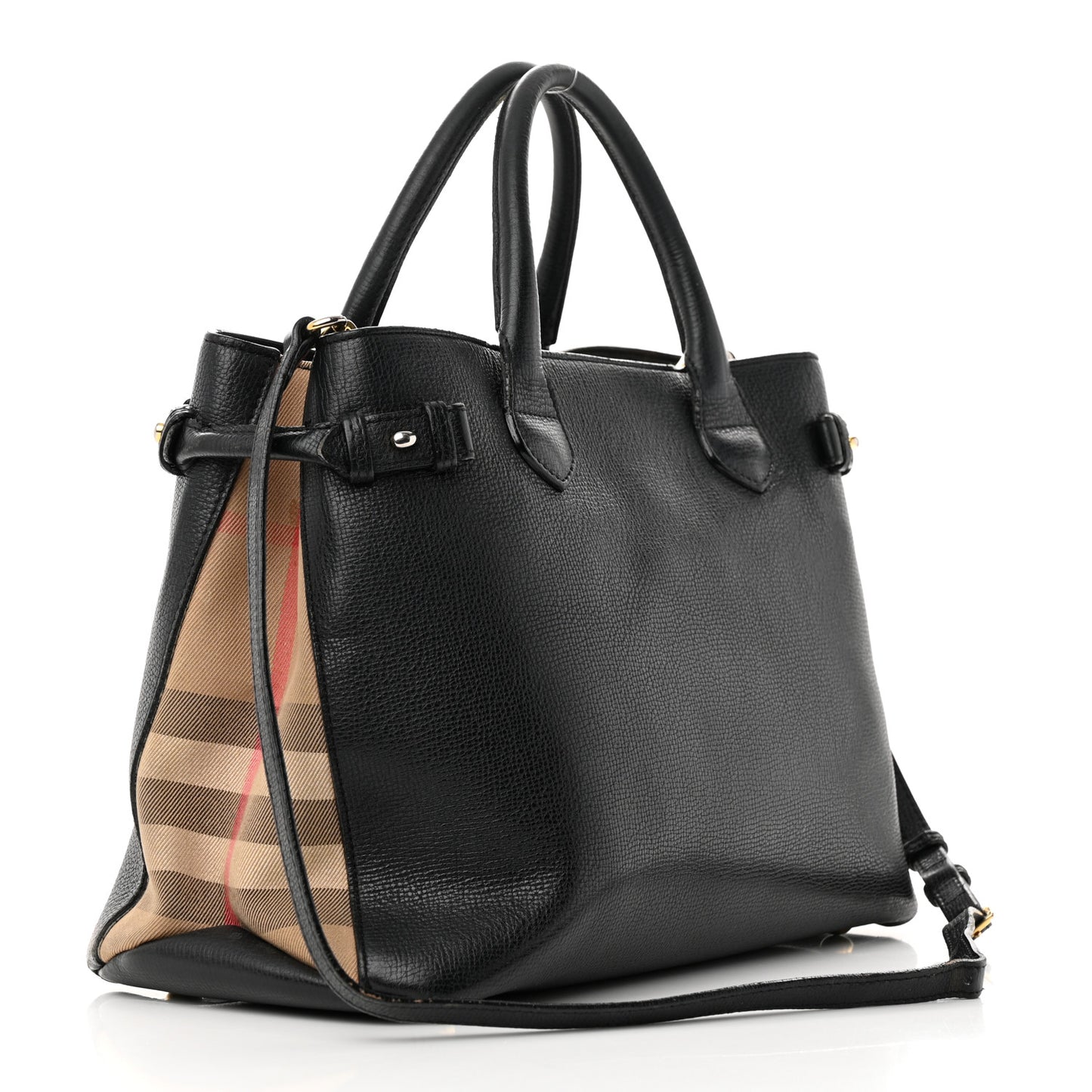 Derby Calfskin House Check Medium Banner Tote Black