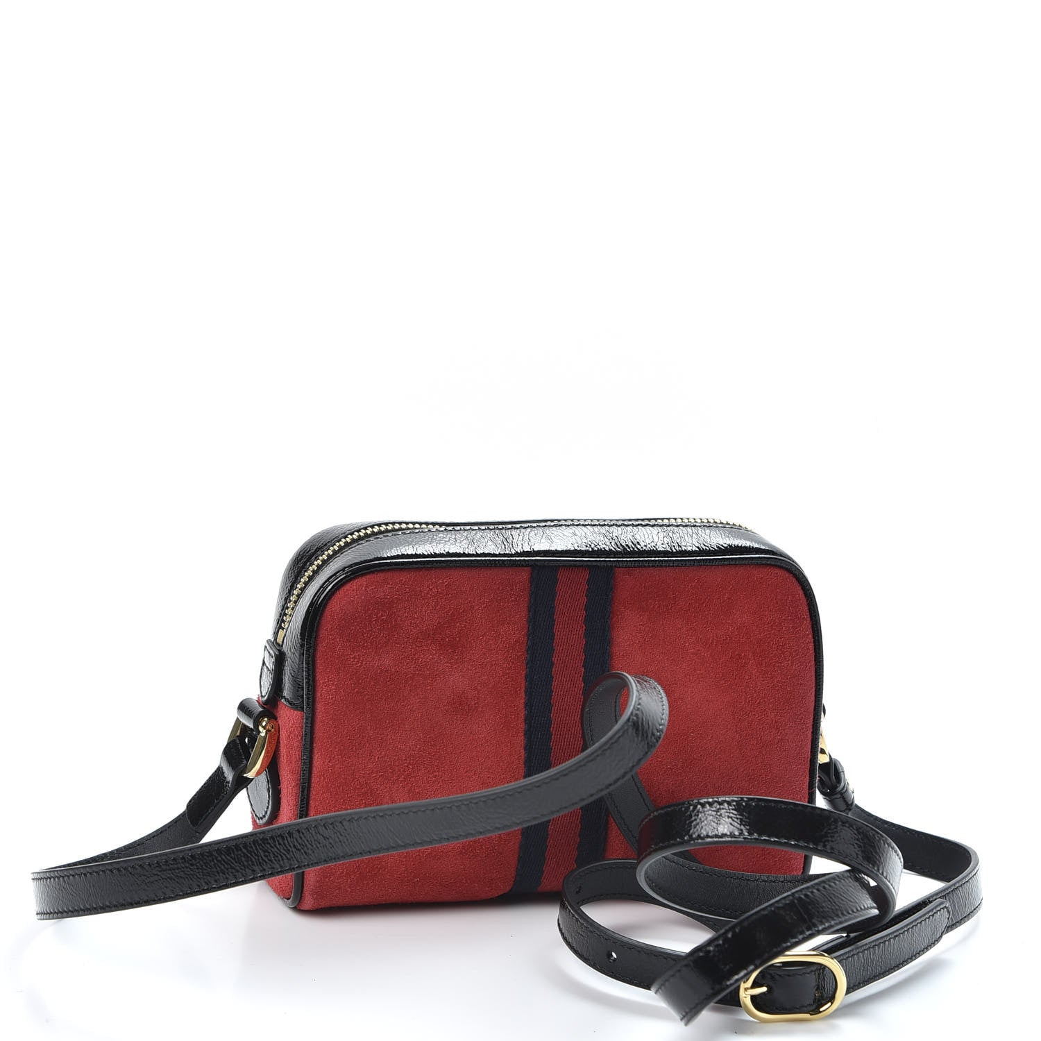 Gucci Suede Patent Web Mini Ophidia Shoulder Bag Red 2 of 9