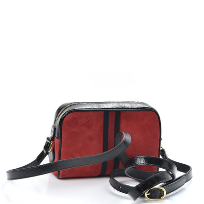 Gucci Suede Patent Web Mini Ophidia Shoulder Bag Red 2 of 9