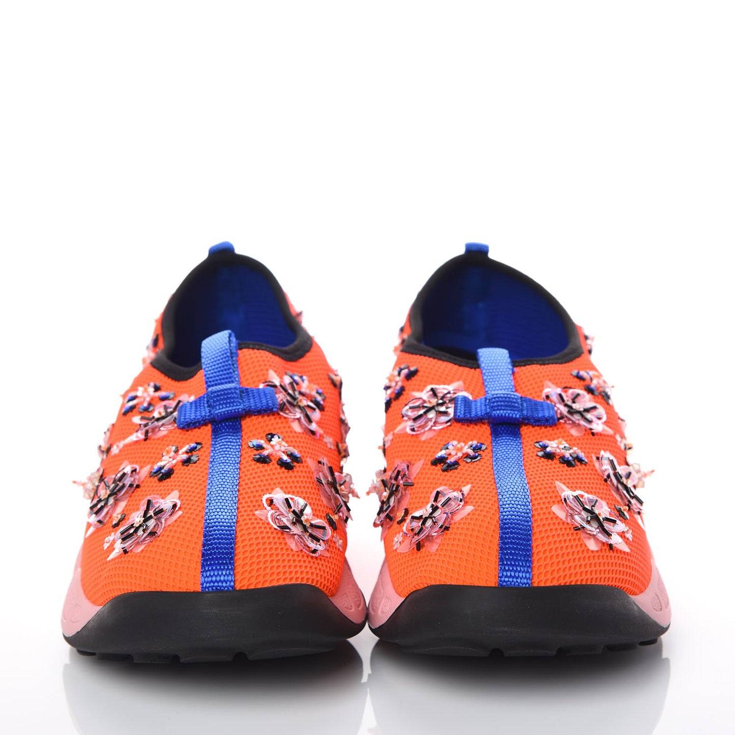 Technical Canvas Embellished Dior Fusion Sneakers 39 Orange Fluo