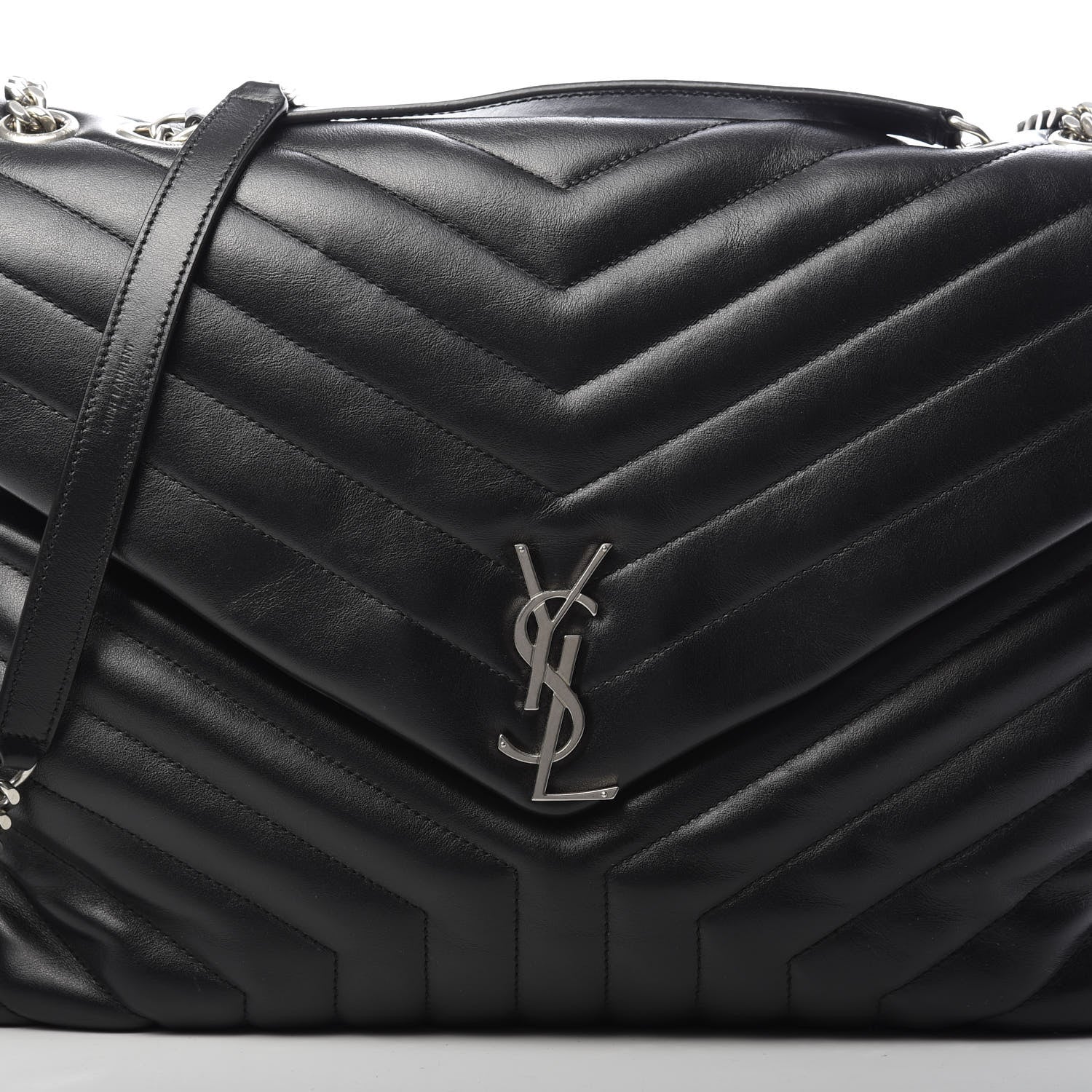 Saint Laurent Calfskin Y Quilted Monogram Large Loulou Chain Satchel Black 8 of 13