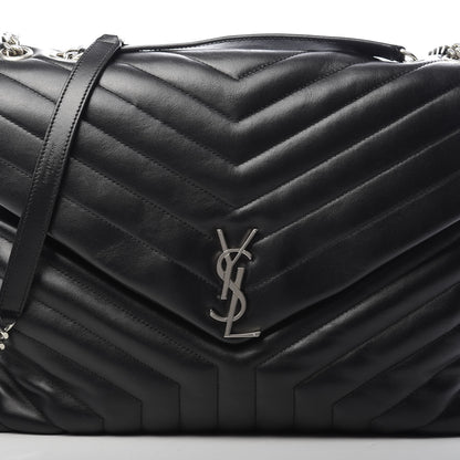 Saint Laurent Calfskin Y Quilted Monogram Large Loulou Chain Satchel Black 8 of 13