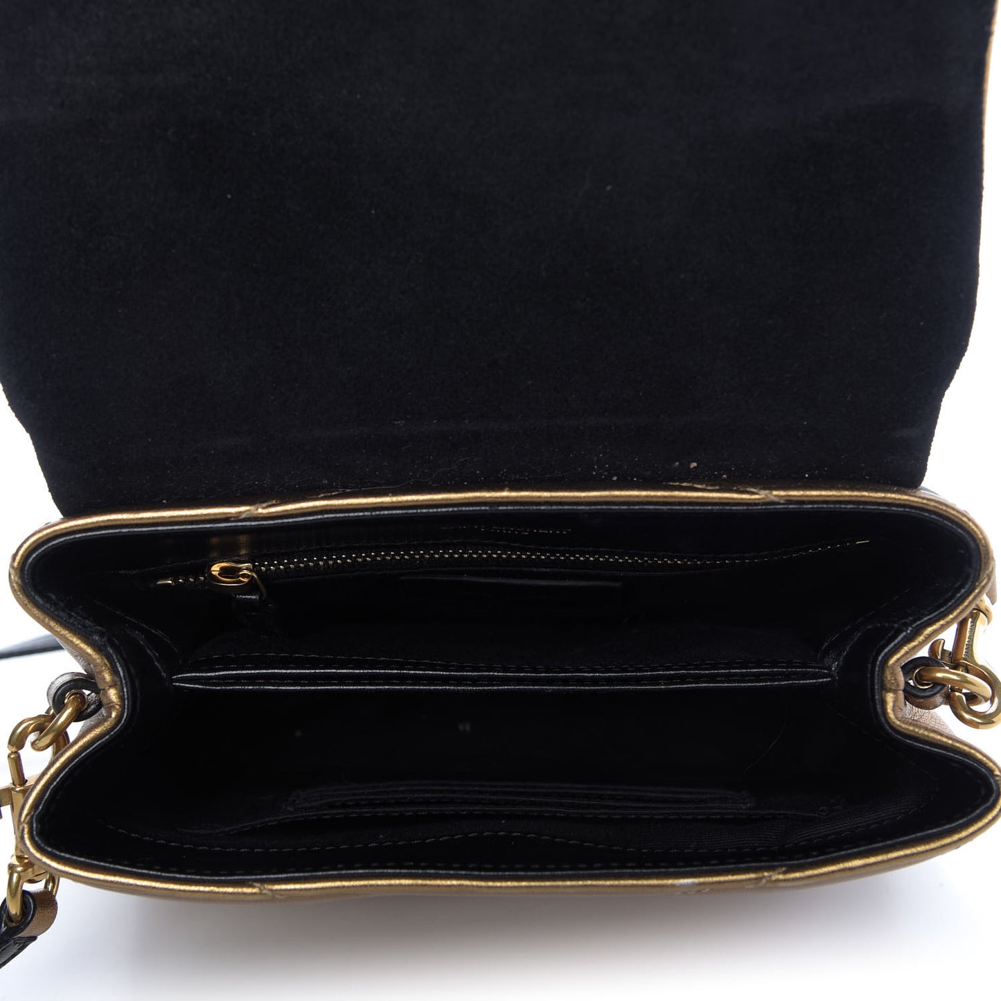 Metallic Calfskin Y Quilted Monogram Toy Loulou Crossbody Bag Gold