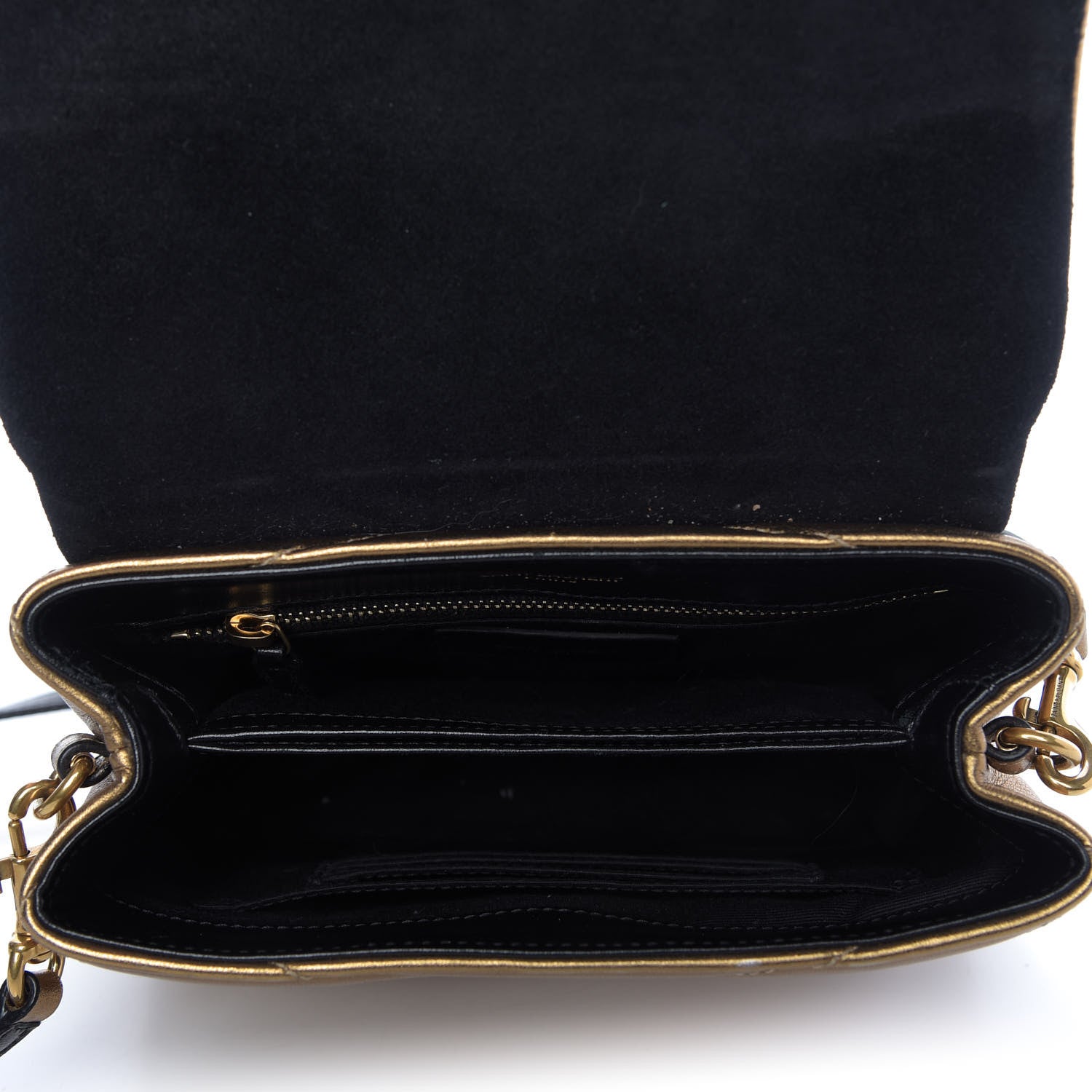 Saint Laurent Metallic Calfskin Y Quilted Monogram Toy Loulou Crossbody Bag Gold 5 of 13