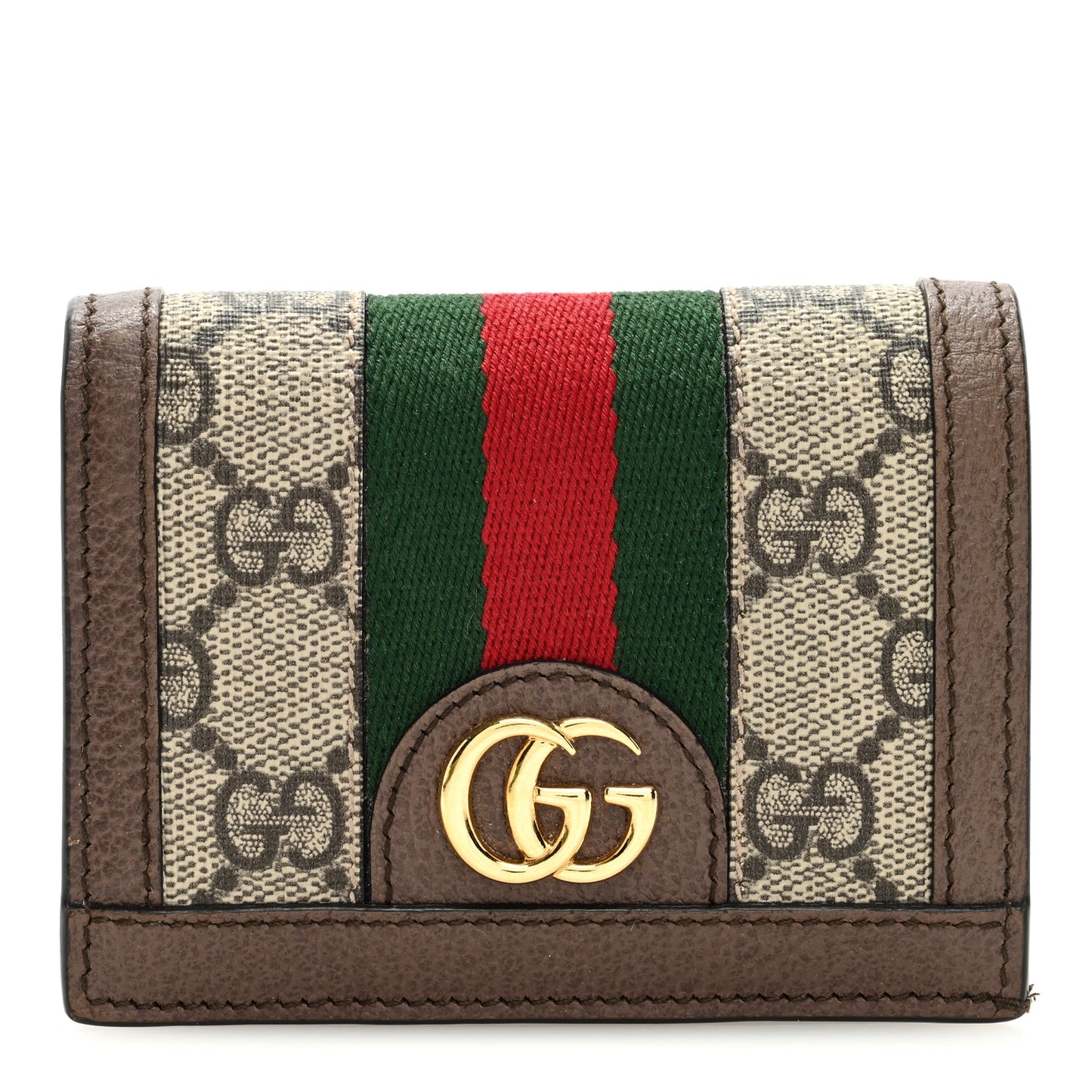 GG Supreme Monogram Web Ophidia Card Case Beige New Acero