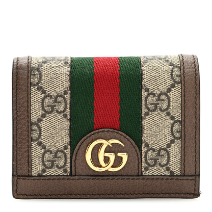 Gucci GG Supreme Monogram Web Ophidia Card Case Beige New Acero 1 of 6