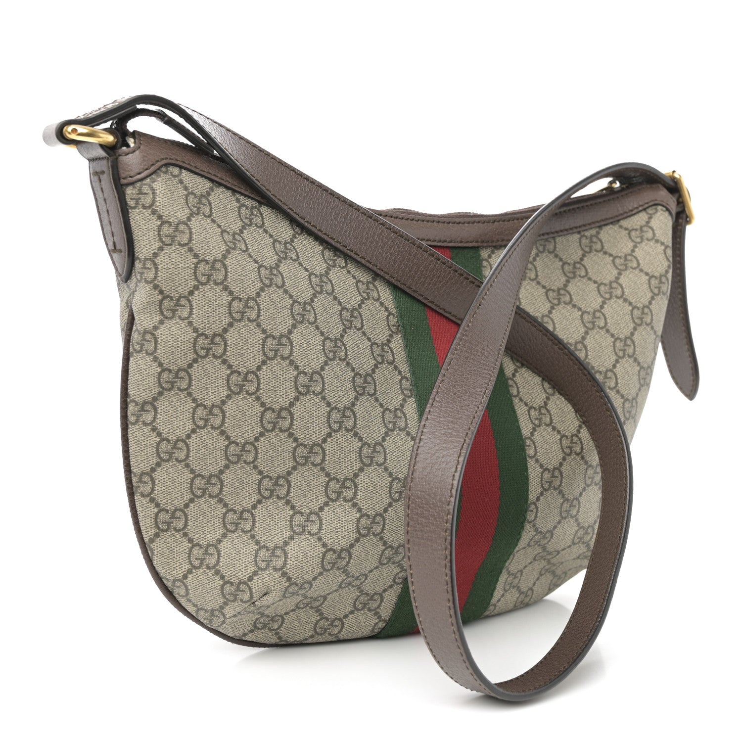 Gucci GG Supreme Monogram Web Small Ophidia Half Moon Hobo Brown 3 of 10