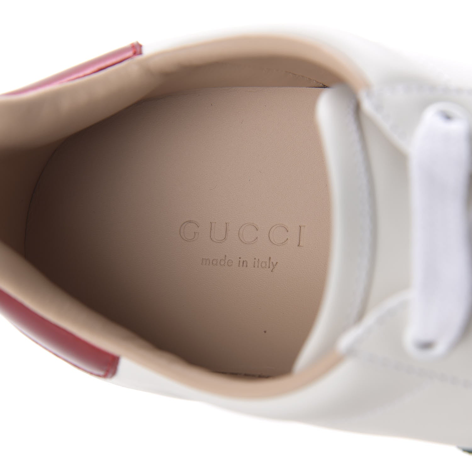 Gucci Calfskin Web Bee Embroidered Womens Ace Platform Sneakers 38.5 White 7 of 9