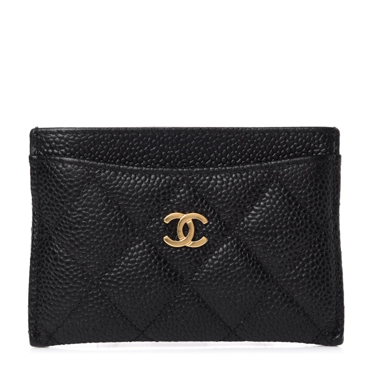 Caviar Quilted Card Holder Black
