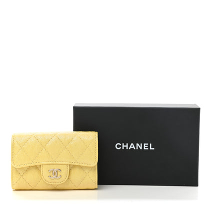 Chanel Iridescent Caviar Quilted Classic 4 Key Holder Wallet Yellow 9 of 9