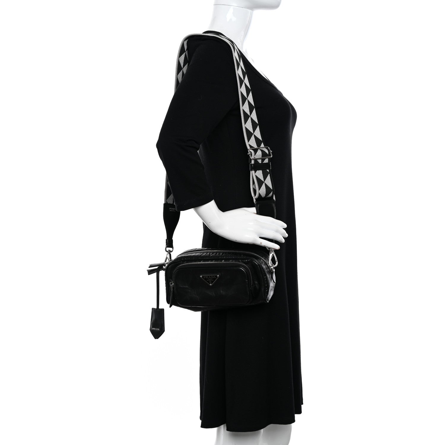 Prada Nappa Antique Multi-Pocket Shoulder Bag Black 2 of 10