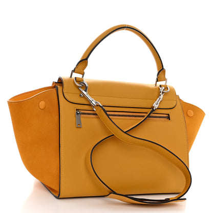 Celine Drummed Calfskin Suede Medium Trapeze Ocre 3 of 9