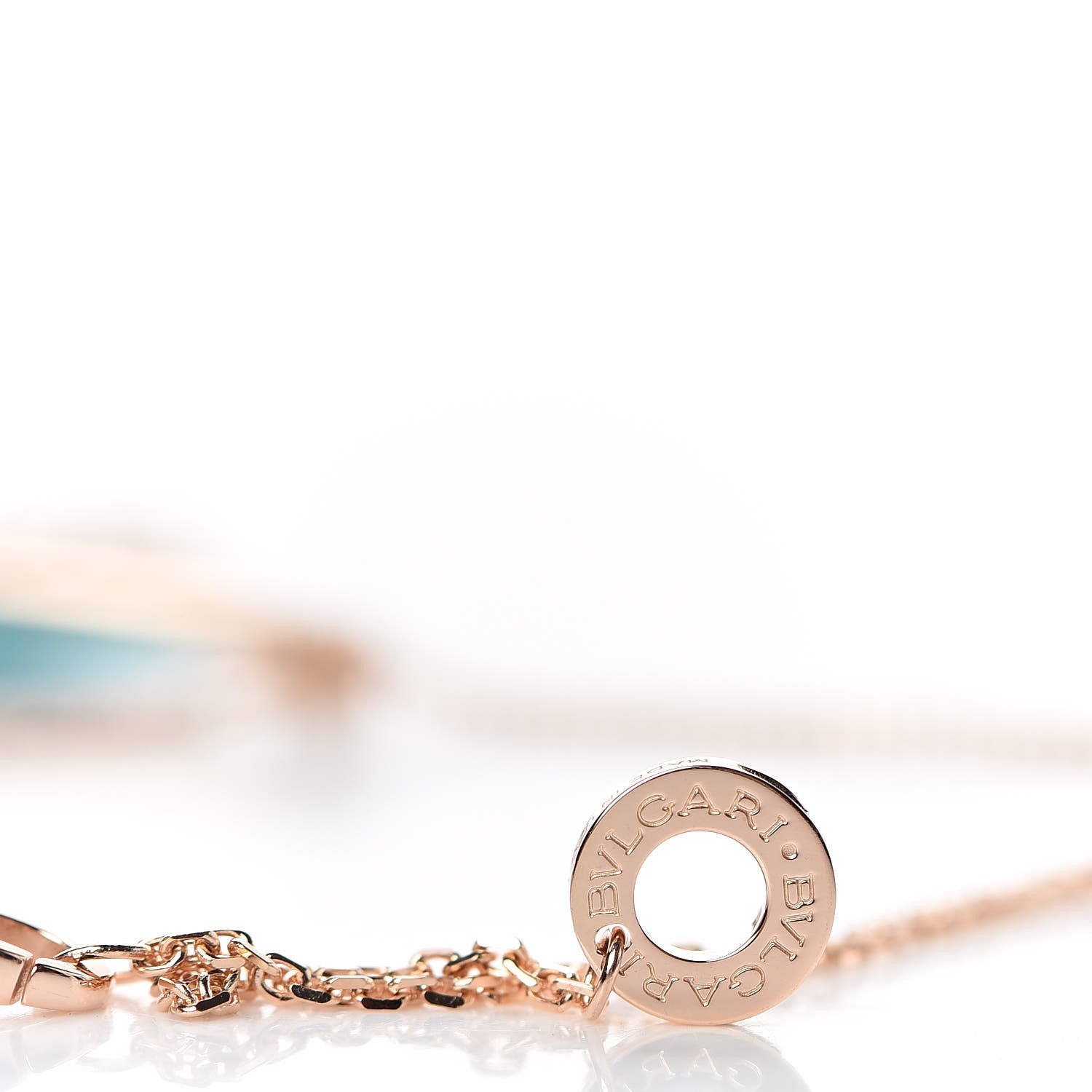 Bulgari 18K Rose Gold Diamond Turquoise Divas' Dream Pendant Necklace 6 of 7