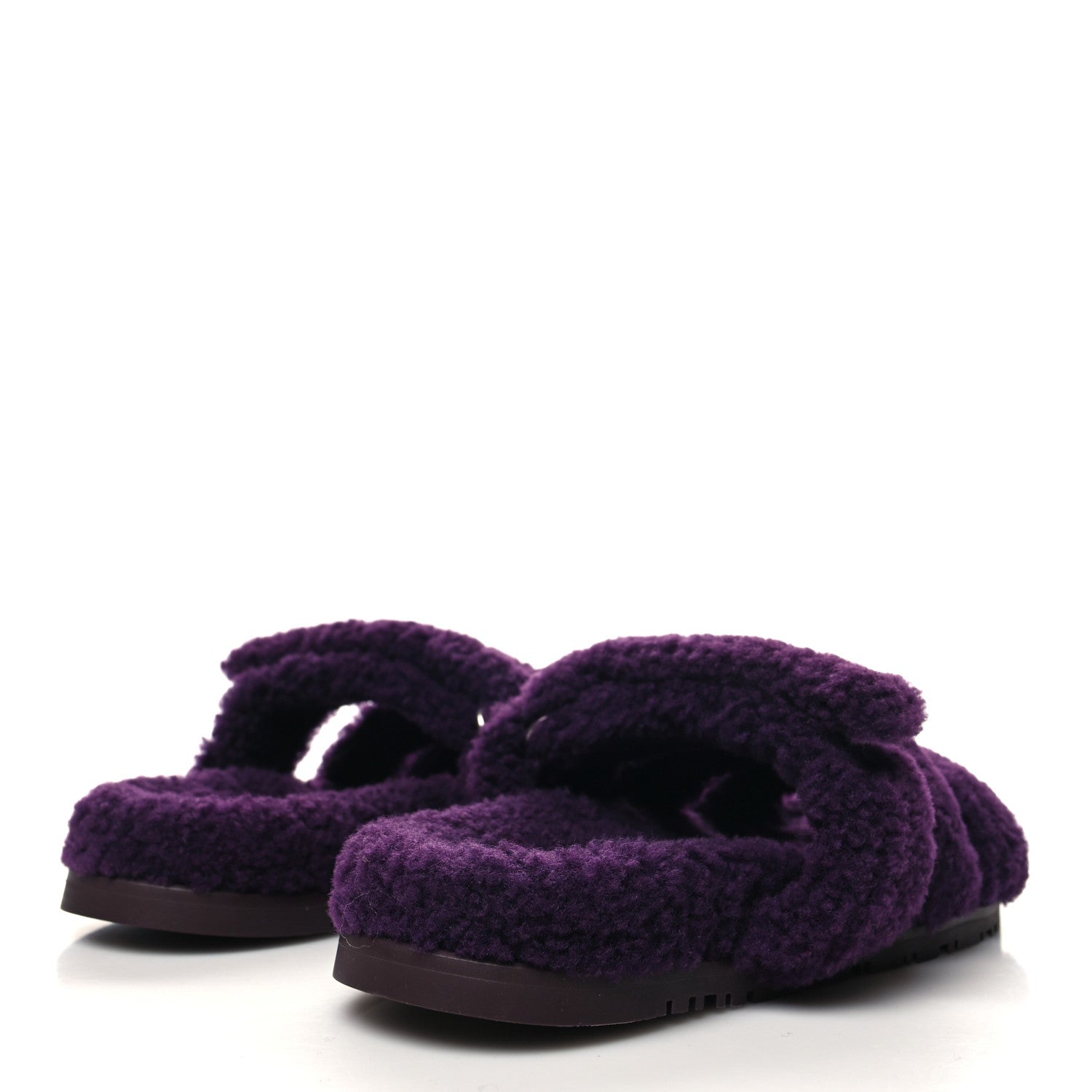 Hermes Woolskin Womens Chypre Sandals 37.5 Violet Fonce 4 of 7