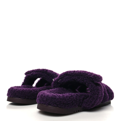 Hermes Woolskin Womens Chypre Sandals 37.5 Violet Fonce 4 of 7