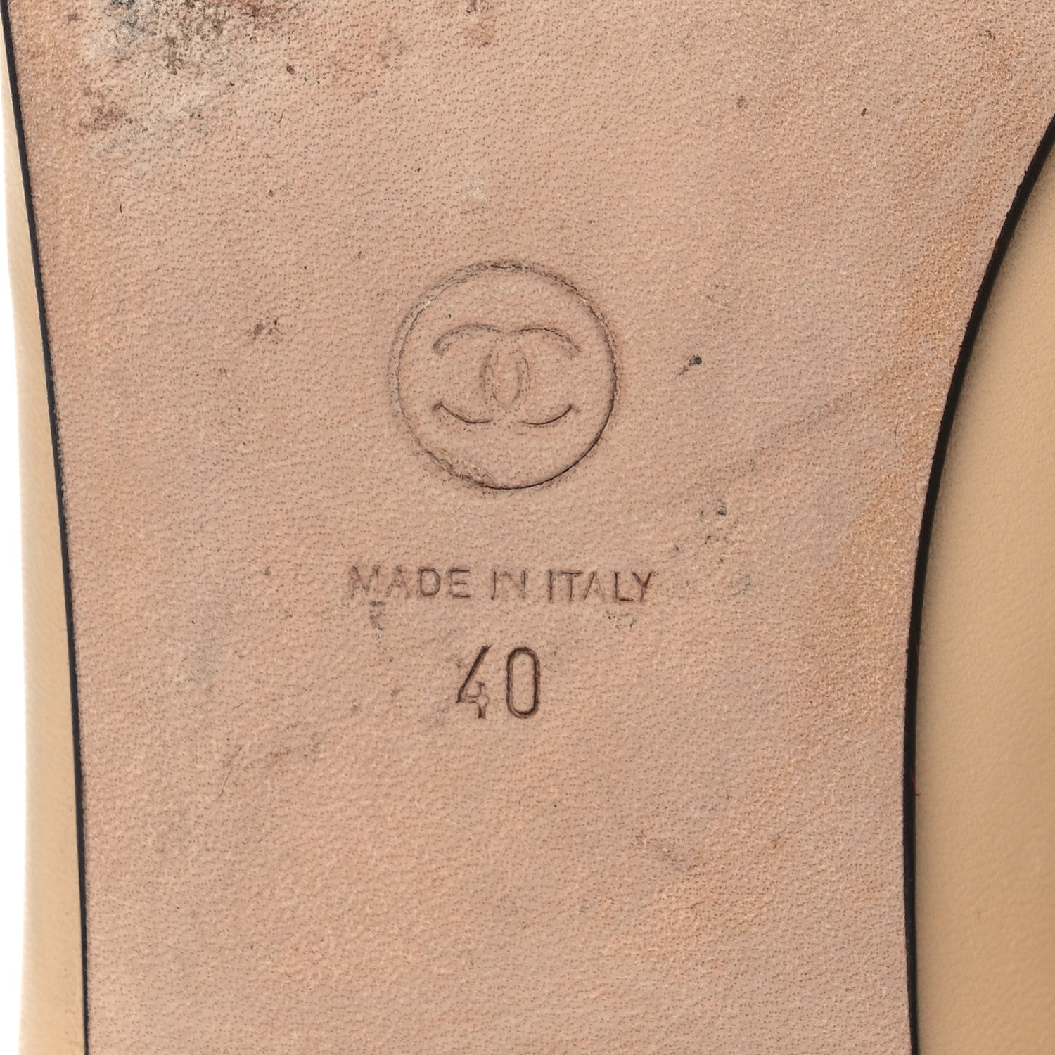 Chanel Lambskin Cap Toe CC Ballerina Flats 40 Beige Black 7 of 13