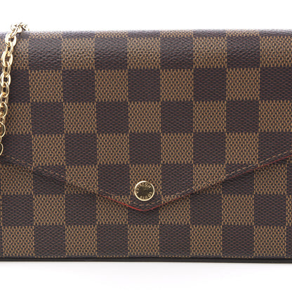 Louis Vuitton Damier Ebene Pochette Felicie Chain Wallet 10 of 11