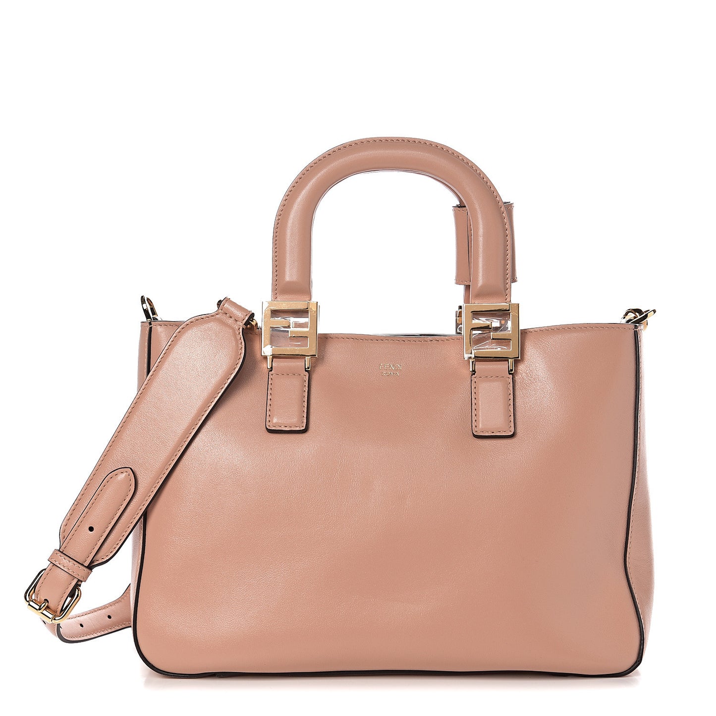 Vitello Glacier Small FF Tote Rosa Bourbon