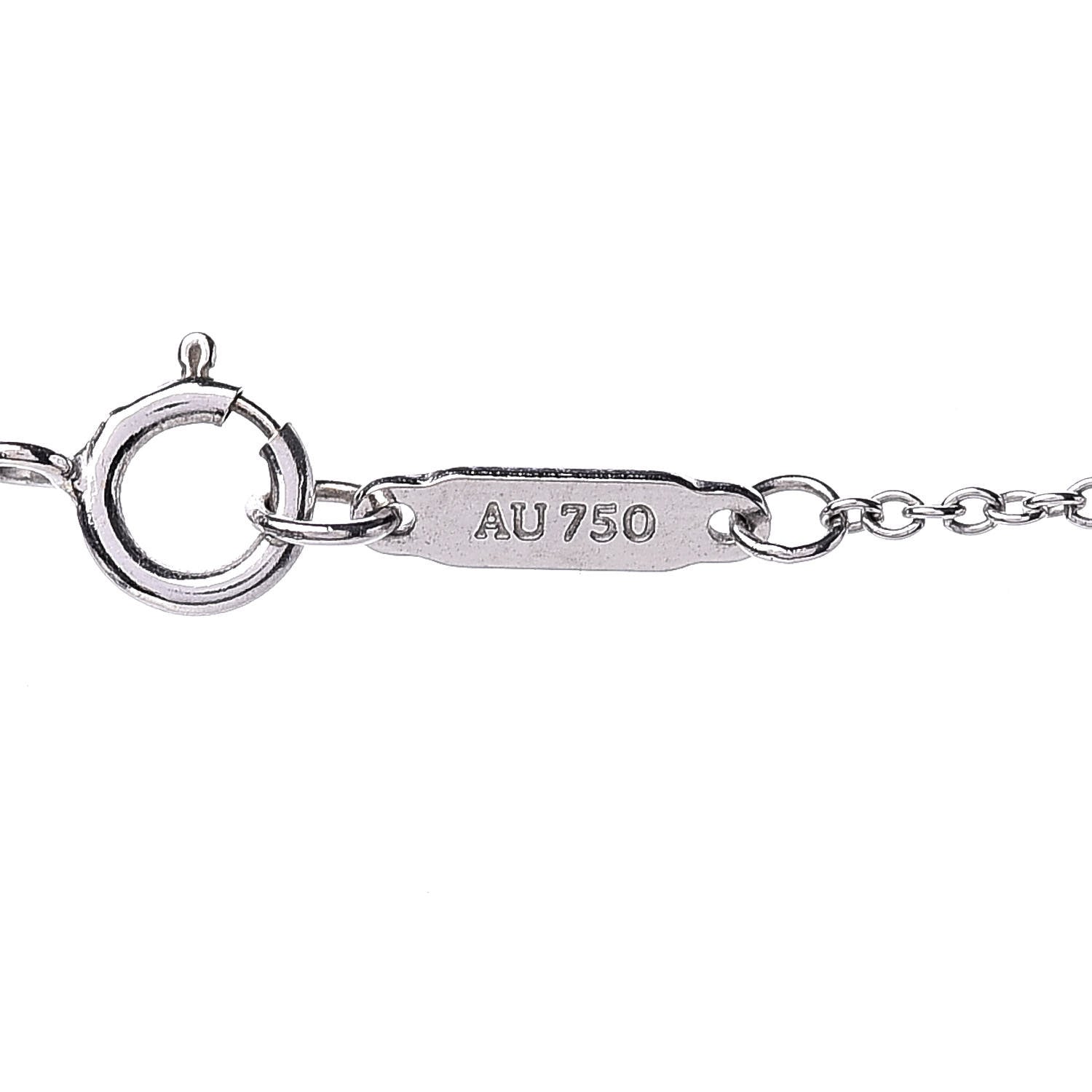Tiffany Platinum 18K White Gold Diamond Mini Petals Key Pendant Necklace 7 of 8
