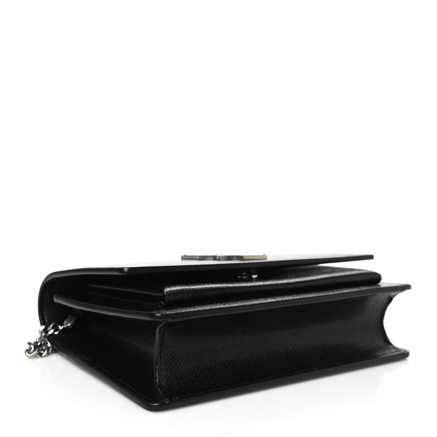 Saint Laurent Coated Bark Calfskin Sunset Chain Wallet Black 4 of 9