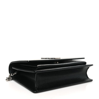 Saint Laurent Coated Bark Calfskin Sunset Chain Wallet Black 4 of 9