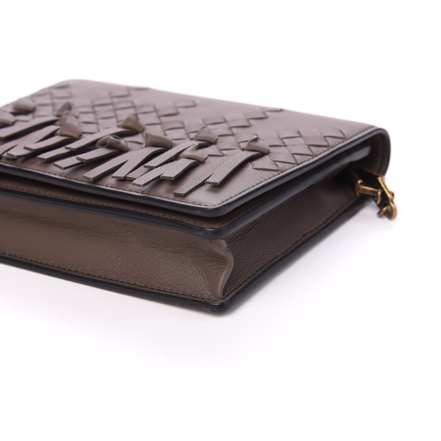 Nappa Intrecciato Brio Chain Wallet Steel