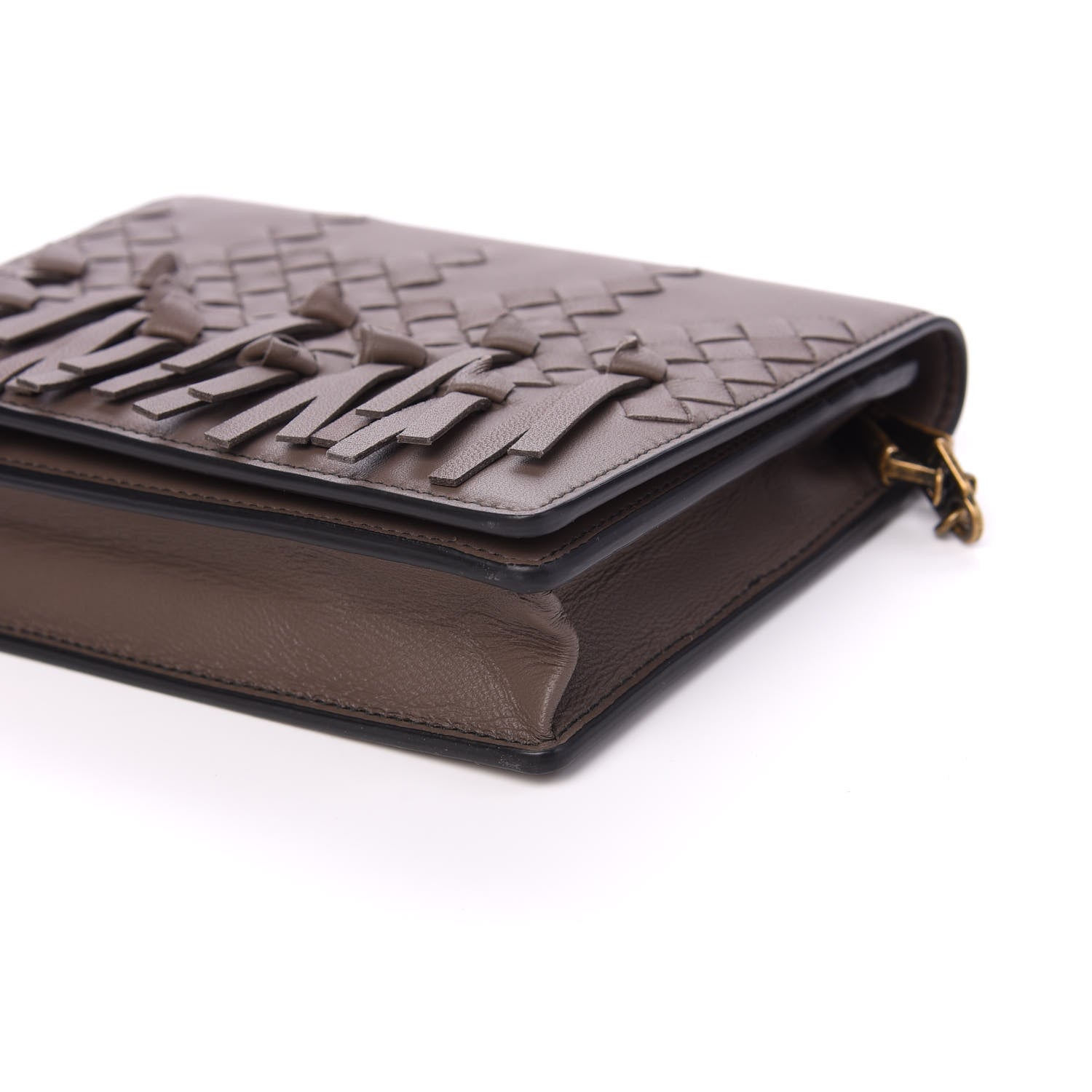 Bottega Veneta Nappa Intrecciato Brio Chain Wallet Steel 7 of 8