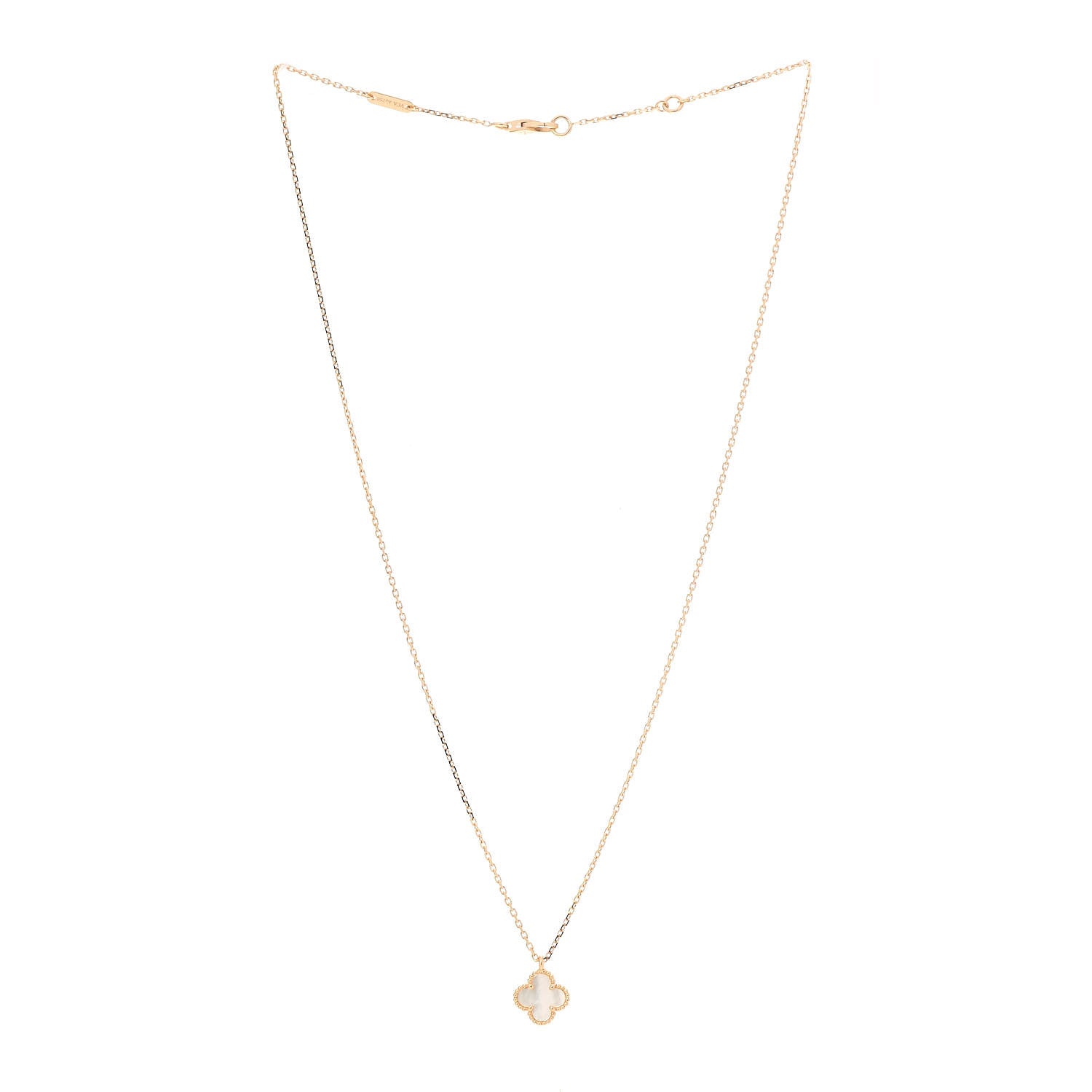 Van Cleef & Arpels 18K Yellow Gold Mother of Pearl Sweet Alhambra Pendant Necklace 3 of 7