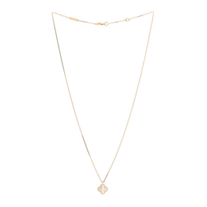 Van Cleef & Arpels 18K Yellow Gold Mother of Pearl Sweet Alhambra Pendant Necklace 3 of 7