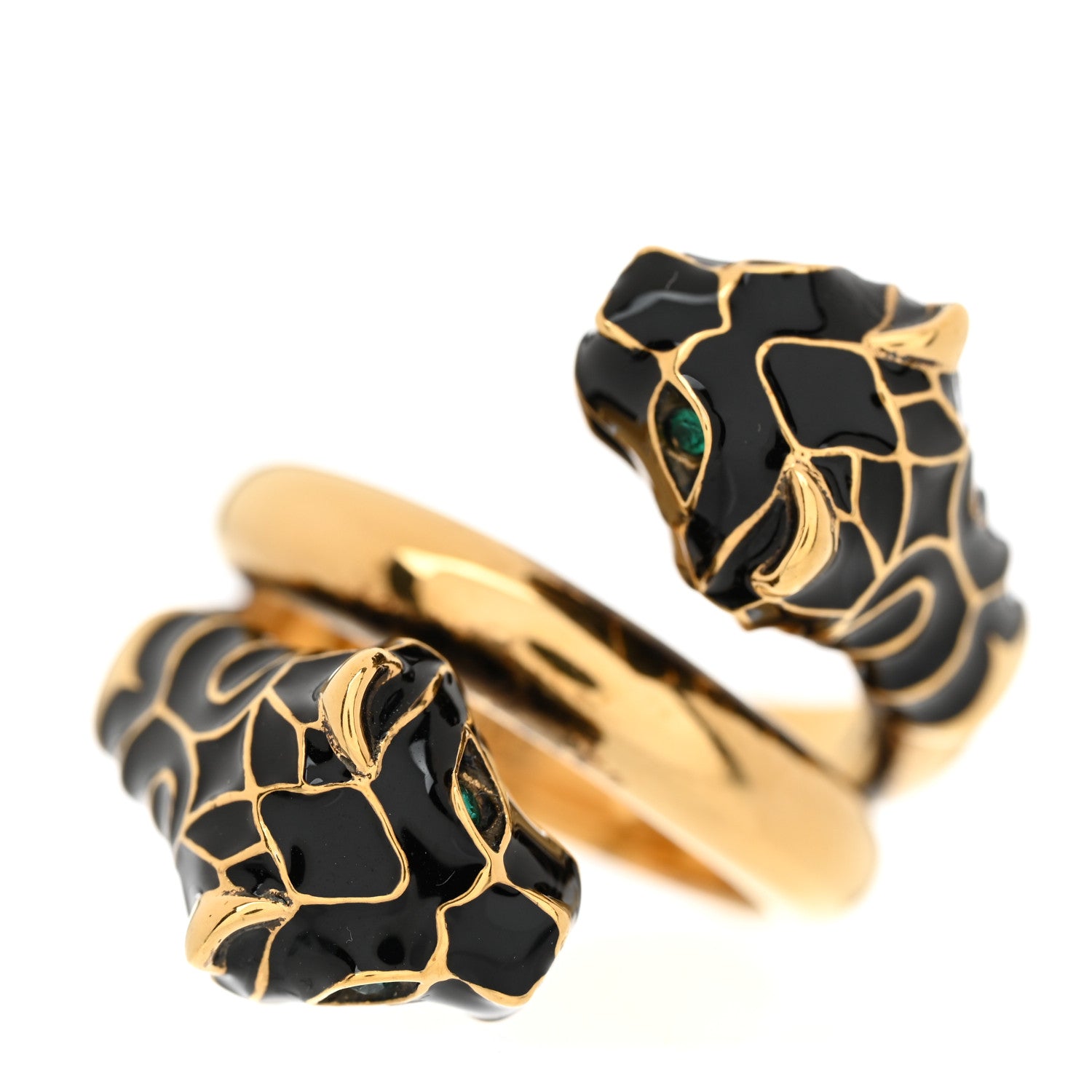 Gucci Tiger Heads Double Wrap Ring 57 8 Aged Gold Black 1 of 7