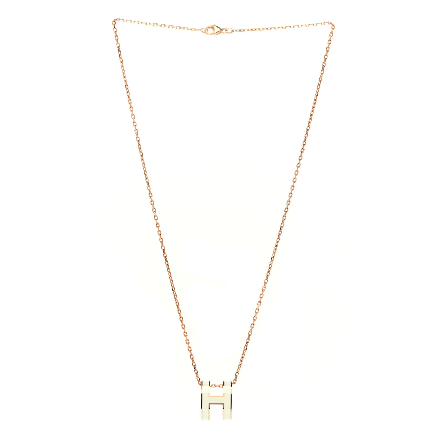Lacquered Rose Gold Pop H Pendant Necklace White