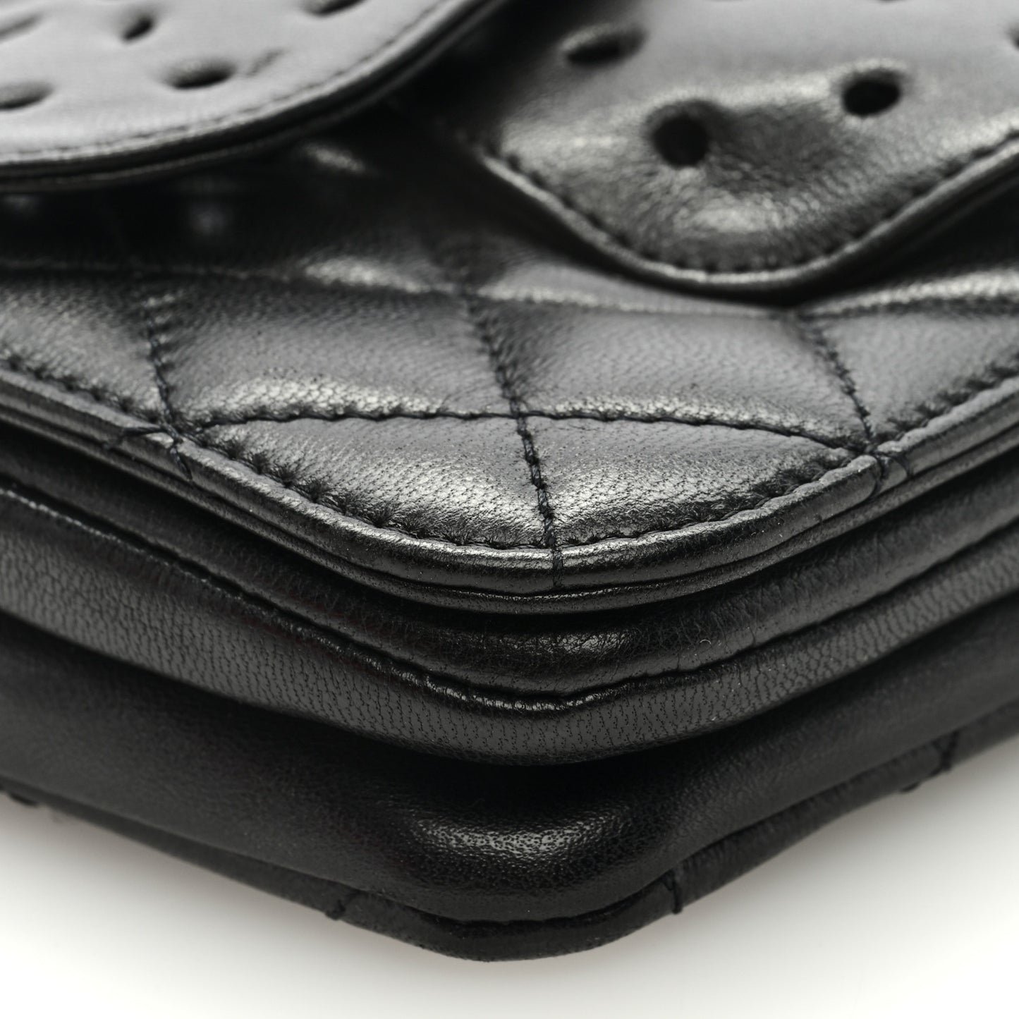 Lambskin Quilted Butterfly Clutch With Chain Black