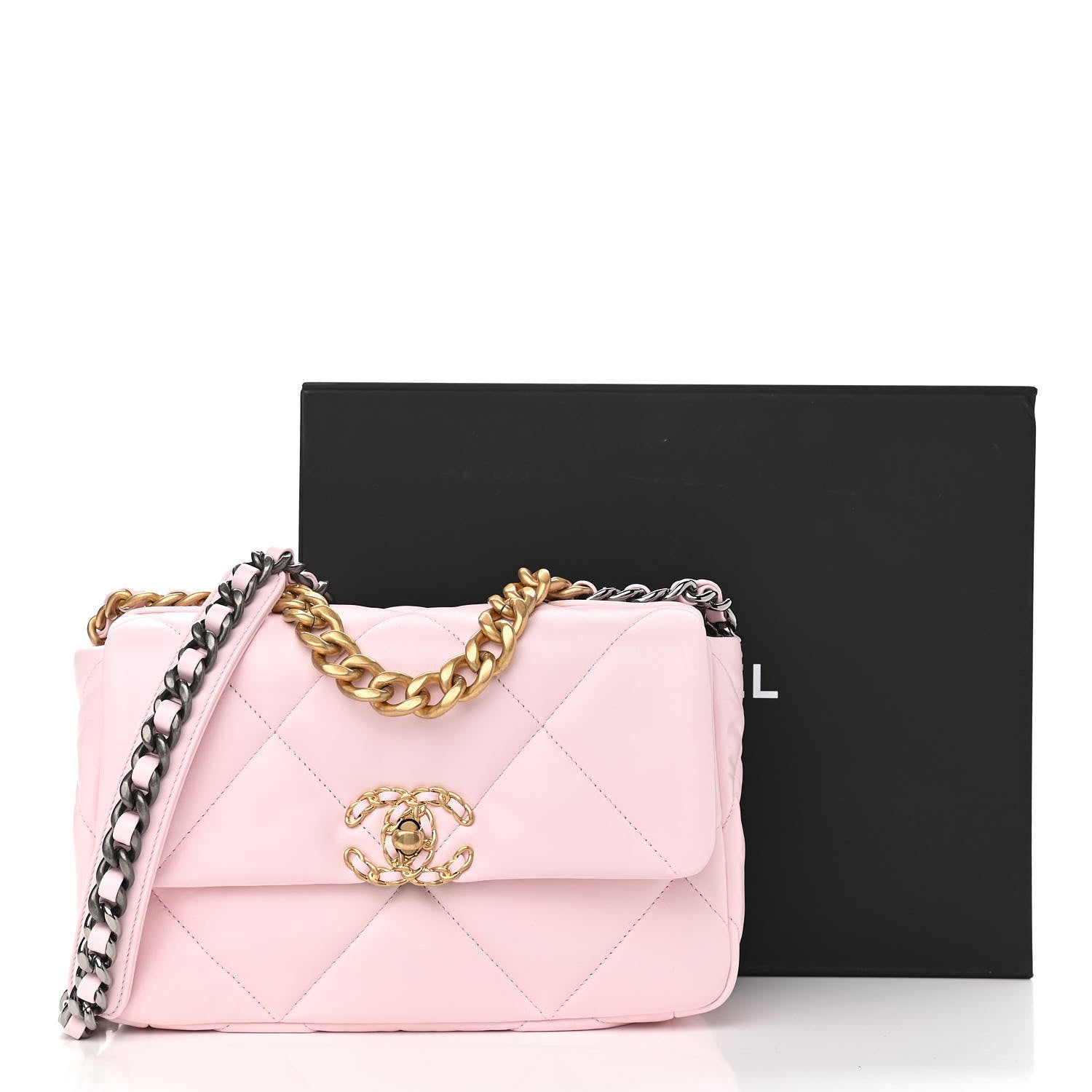 Chanel Lambskin Quilted Medium Chanel 19 Flap Light Pink 11 of 11