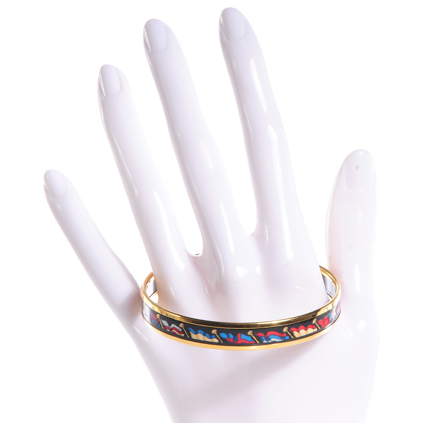 Enamel Printed Pavois Flag Narrow Bracelet Black 65