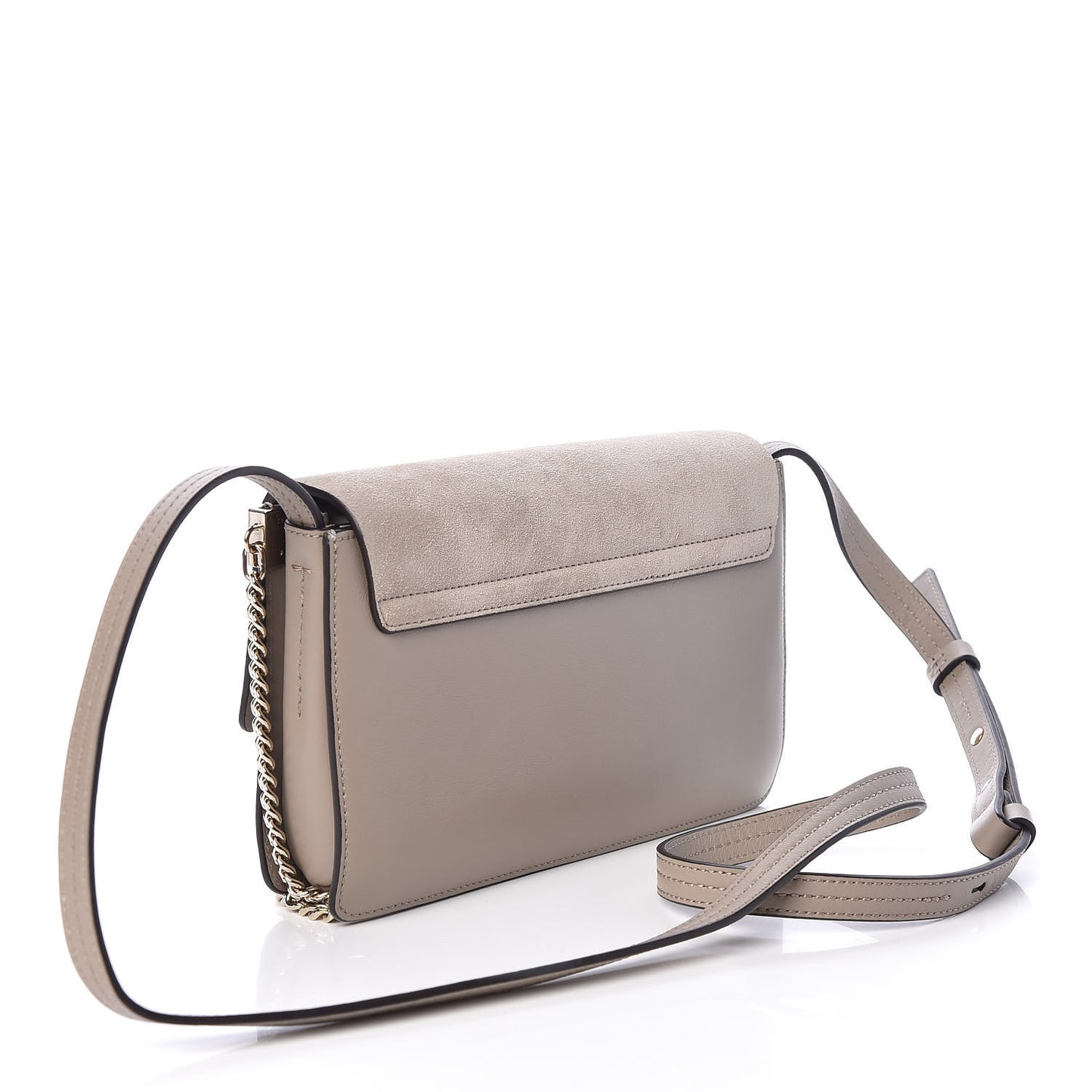 Suede Calfskin Small Faye Shoulder Bag Motty Grey