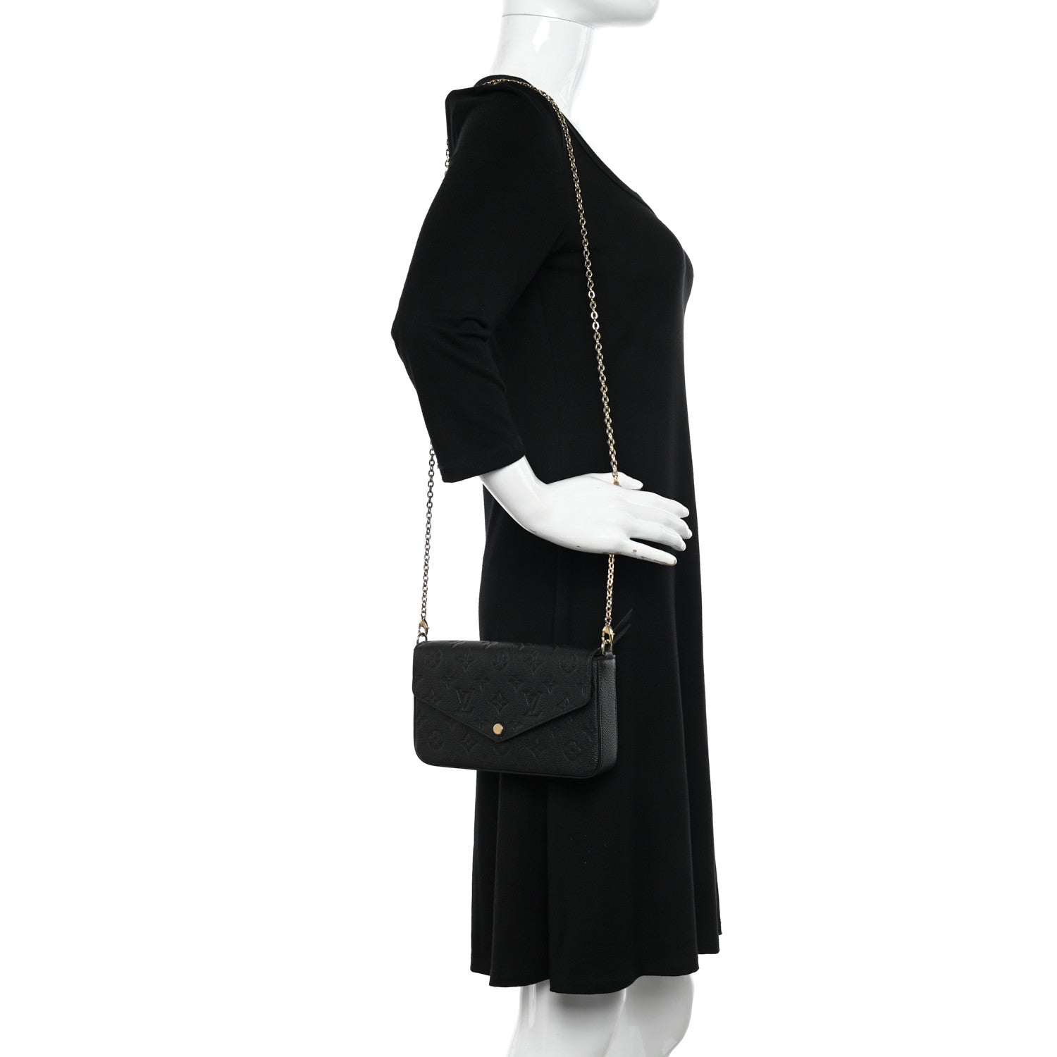 Louis Vuitton Empreinte Pochette Felicie Chain Wallet Black 2 of 13