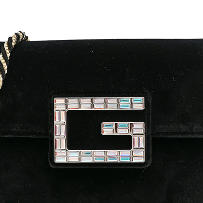 Gucci Velvet Crystal Square G Shoulder Bag Black 9 of 11